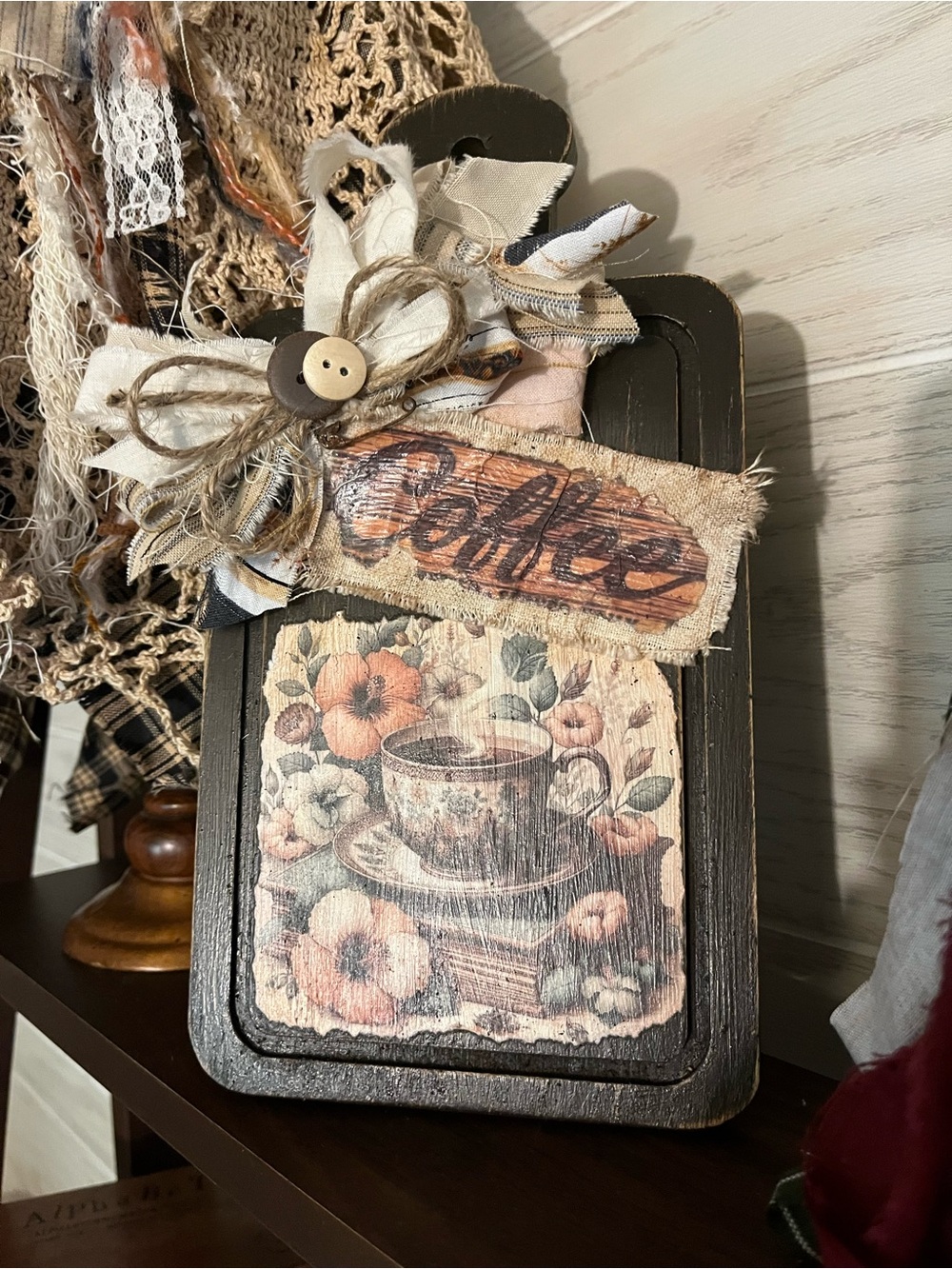 Rustic Brown Decorative Coffee Wall Plaque - Home Kitchen